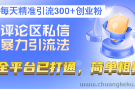 （12714期）评论区私信暴力引流法，每天精准引流300+创业粉，全平台已打通，简单粗暴