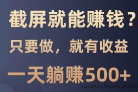 （13767期）截屏就能赚钱？0门槛，只要做，100%有收益的一个项目，一天躺赚500+