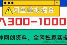 闲鱼虚拟，日入300-1000+实操落地项目