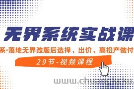 无界系统实战课，全体系落地无界改版后选择、出价、高投产做付费引流