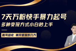 快手暴力起号，7天涨万粉，小白当天起号多种变现方式，账号包回收，单月变现几个W