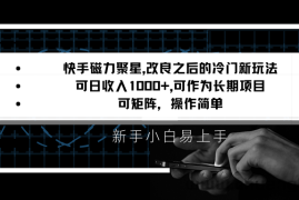 快手磁力聚星改良新玩法，可日收入1000+，新手小白易上手，矩阵操作简单，收益可观