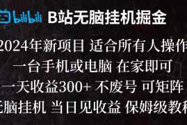 B站纯无脑挂机掘金,当天见收益,日收益300+