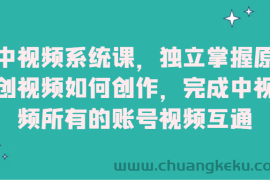 中视频系统课，独立掌握原创视频如何创作，完成中视频所有的账号视频互通