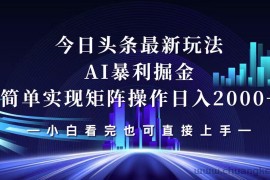 （12610期）今日头条最新掘金玩法，轻松矩阵日入2000+