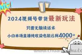 （12837期）2024视频号最新玩法，只需无脑读话术，小白单场直播纯收益也能达到4000+