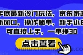 年底最新冷门玩法，京东家政新风口，操作简单，新手小白可直接上手，一单挣30【揭秘】