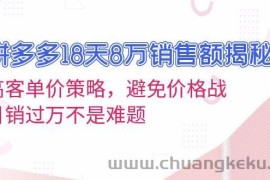 （13383期）拼多多18天8万销售额揭秘：高客单价策略，避免价格战，日销过万不是难题