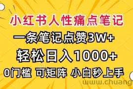 （13637期）小红书人性痛点笔记，一条笔记点赞3W+，轻松日入1000+，小白秒上手