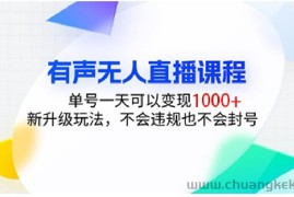 有声无人直播课程，单号一天可以变现1000+，新升级玩法，不会违规也不会封号