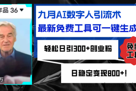 （12653期）九月AI数字人引流术，最新免费工具可一键生成，轻松日引300+创业粉变现…