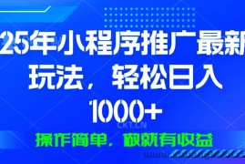 （13909期）25年微信小程序推广最新玩法，轻松日入1000+，操作简单 做就有收益