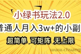 小绿书玩法2.0，超简单，普通人月入3w+的小副业，可批量放大