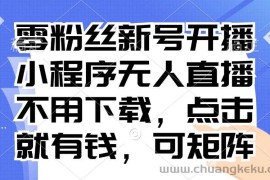 （13302期）零粉丝新号开播 小程序无人直播，不用下载点击就有钱可矩阵