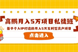 （1537期）高鹏月入5万项目私徒班，基于个人IP打造的月入5万互利型高产项目！