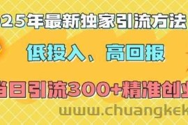 2025年最新独家引流方法，低投入高回报？当日引流300+精准创业粉