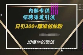 内部招聘渠道日引流300+创业粉，加爆你的微信【揭秘】