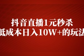 （2127期）抖音直播1元秒杀，低成本日入10W+的玩法【视频课程】