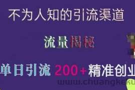 不为人知的引流渠道，流量揭秘，实测单日引流200+精准创业粉【揭秘】