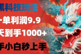 （12793期）黑科技玩法，一单利润9.9,一天到手1000+，新手小白秒上手