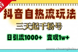 （13239期）抖音自热流打法，三天起千粉号，单视频十万播放量，日引精准粉1000+，…