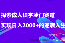 探索成人识字冷门赛道，实现日入2000+的逆袭人生！