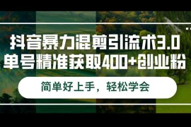 （12630期）抖音暴力混剪引流术3.0单号精准获取400+创业粉简单好上手，轻松学会