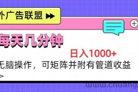 （13151期）海外广告联盟，每天几分钟日入1000+无脑操作，可矩阵并附有管道收益