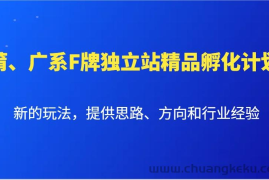 莆、广系F牌独立站精品孵化计划，新的玩法，提供思路、方向和行业经验