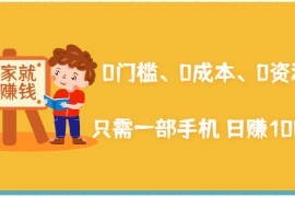 （1929期）在家能操作的赚钱项目：0门槛、0成本、0资源，只需一部手机 就能日赚1000+