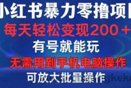 小红书暴力零撸项目，有号就能玩，单号每天变现1到15元，可放大批量操作，无需手机电脑操作【揭秘】