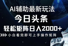 （12731期）今日头条最新玩法，轻松矩阵日入2000+